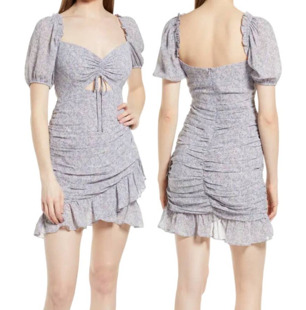 Floret Studio dress print cutout minidress floral lilac X-Large XL